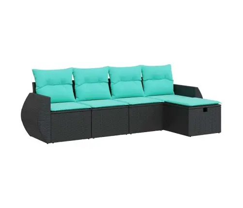 Sodo Komplektas Su Pagalvėlėmis, 5 Dalių, Juodas, Poliratanas