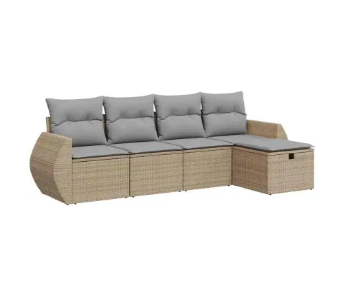 Sofos Komplektas Su Pagalvėlėmis, 5 Dalių, Smėlio, Poliratanas