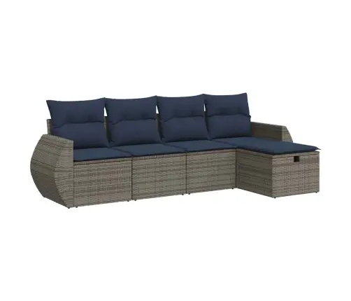 Sofos Komplektas Su Pagalvėlėmis, 5 Dalių, Pilkas, Poliratanas