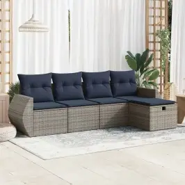 5-Osaline Aiamööblikomplekt Istmepatjadega, Polürotang, Hall