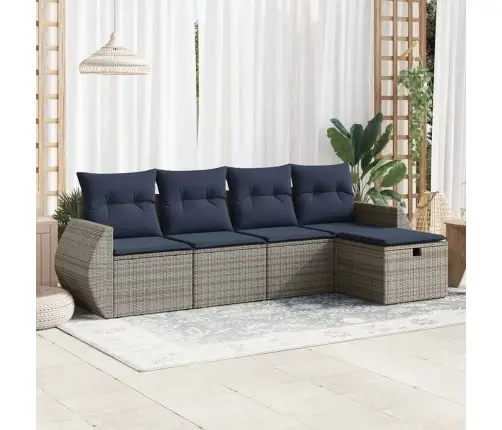 Sofos Komplektas Su Pagalvėlėmis, 5 Dalių, Pilkas, Poliratanas