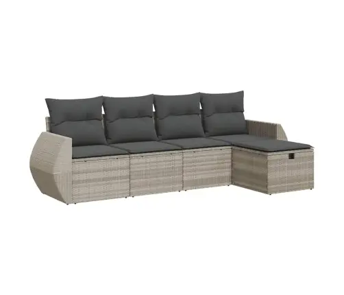 Sofos Komplektas Su Pagalvėlėmis, 5 Dalių, Pilkas, Poliratanas