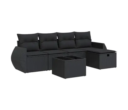 6-Daļīgs Dārza Dīvāna Komplekts, Matrači, Melna Pe Rotanpalma Vidaxl