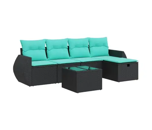 Sofos Komplektas Su Pagalvėlėmis, 6 Dalių, Juodas, Poliratanas