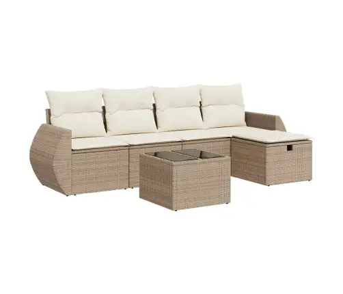 Sofos Komplektas Su Pagalvėlėmis, 6 Dalių, Smėlio, Poliratanas