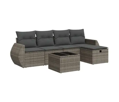 6-Daļīgs Dārza Dīvāna Komplekts Ar Matračiem, Pelēks Pe Pinums Vidaxl