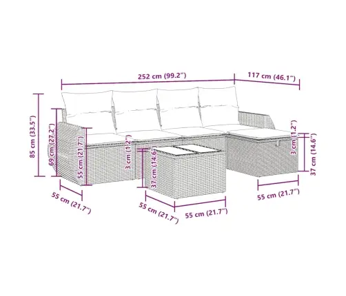 6-Daļīgs Dārza Dīvāna Komplekts Ar Matračiem, Pelēks Pe Pinums Vidaxl