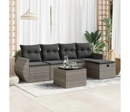 6-Daļīgs Dārza Dīvāna Komplekts Ar Matračiem, Pelēks Pe Pinums Vidaxl