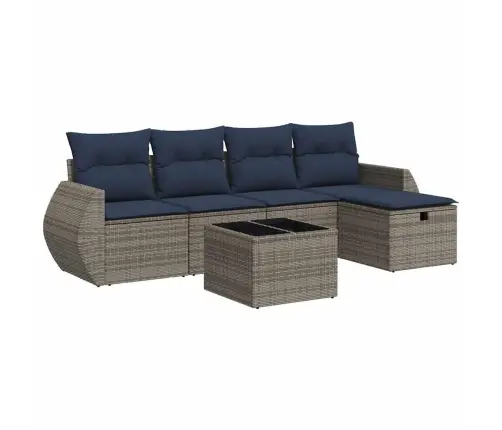 6-Daļīgs Dārza Dīvāna Komplekts Ar Matračiem, Pelēks Pe Pinums Vidaxl