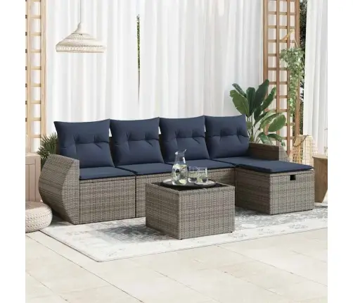 6-Daļīgs Dārza Dīvāna Komplekts Ar Matračiem, Pelēks Pe Pinums Vidaxl