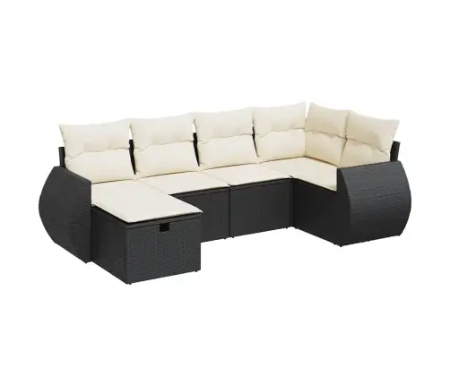 6-Daļīgs Dārza Dīvāna Komplekts, Matrači, Melna Pe Rotanpalma Vidaxl