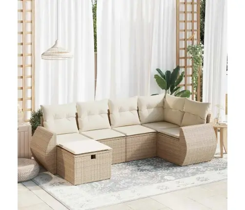 6-Osaline Aiadiivani Komplekt Patjadega, Beež, Polürotang