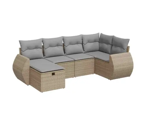 6-Daļīgs Dārza Dīvāna Komplekts, Matrači, Bēša Pe Rotangpalma Vidaxl