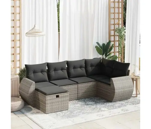 Sofos Komplektas Su Pagalvėlėmis, 6 Dalių, Pilkas, Poliratanas