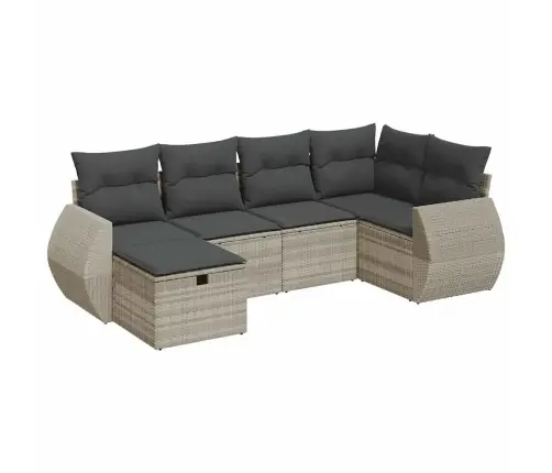 6-Daļīgs Dārza Dīvānu Komplekts,Matrači, Gaiši Pelēka Pe Pinums Vidaxl