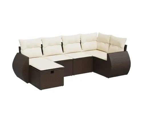 6-Osaline Aiamööblikomplekt Patjadega, Pruun, Polürotang