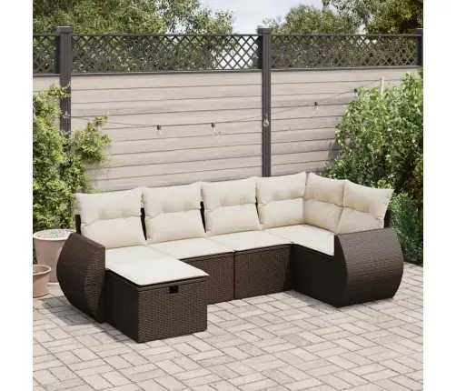 6-Osaline Aiamööblikomplekt Patjadega, Pruun, Polürotang