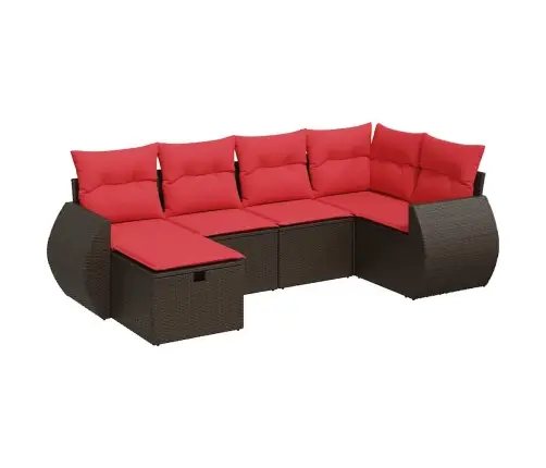 6-Osaline Aiamööblikomplekt Patjadega, Pruun, Polürotang