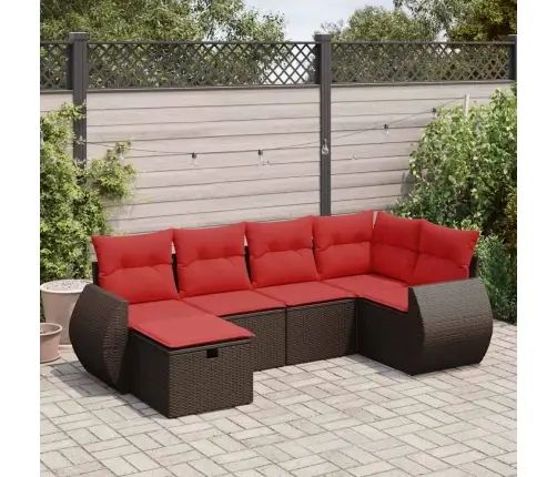 6-Osaline Aiamööblikomplekt Patjadega, Pruun, Polürotang