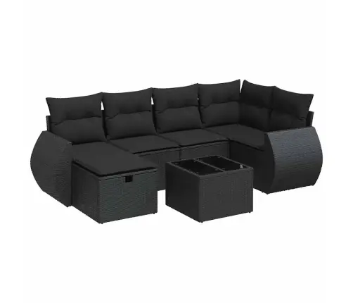 7-Daļīgs Dārza Dīvāna Komplekts Ar Matračiem, Melna Pe Vidaxl