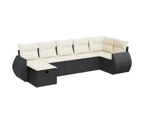 7-Daļīgs Dārza Dīvāna Komplekts Ar Matračiem, Melna Pe Vidaxl