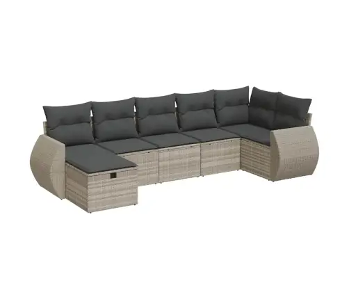 Sofos Komplektas Su Pagalvėlėmis, 7 Dalių, Pilkas, Poliratanas