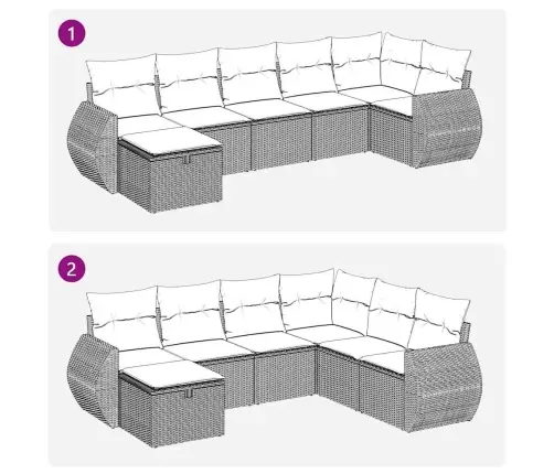 Sofos Komplektas Su Pagalvėlėmis, 7 Dalių, Pilkas, Poliratanas