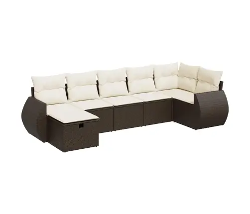 Sofos Komplektas Su Pagalvėlėmis, 7 Dalių, Rudas, Poliratanas