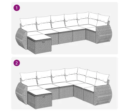 Sofos Komplektas Su Pagalvėlėmis, 7 Dalių, Rudas, Poliratanas