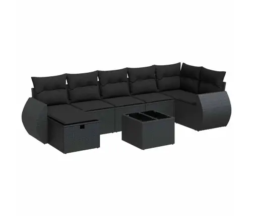 8-Daļīgs Dārza Dīvāna Komplekts, Matrači, Melna Pe Rotangpalma Vidaxl