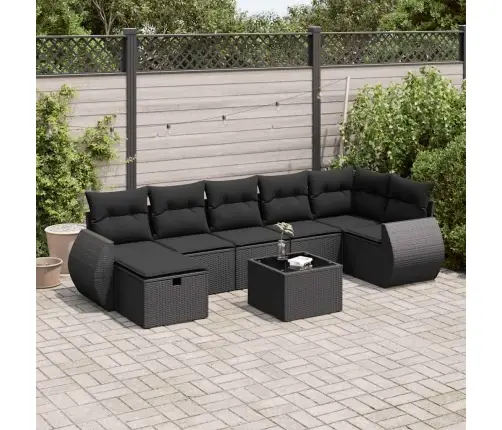 8-Daļīgs Dārza Dīvāna Komplekts, Matrači, Melna Pe Rotangpalma Vidaxl