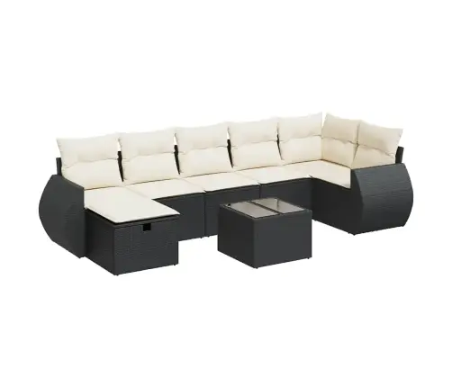 8-Daļīgs Dārza Dīvāna Komplekts, Matrači, Melna Pe Rotangpalma Vidaxl