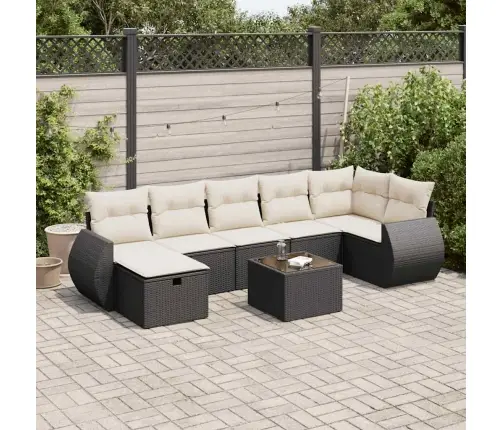 8-Daļīgs Dārza Dīvāna Komplekts, Matrači, Melna Pe Rotangpalma Vidaxl