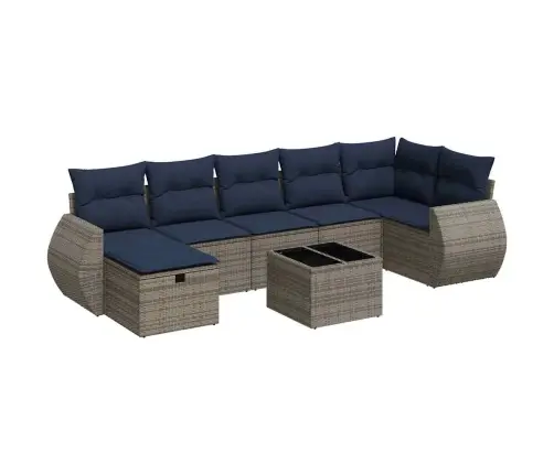 8-Daļīgs Dārza Dīvāna Komplekts Ar Matračiem, Pelēks Pe Pinums Vidaxl