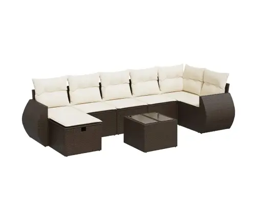 8-Daļīgs Dārza Dīvānu Komplekts, Matrači, Brūna Pe Rotangpalma Vidaxl