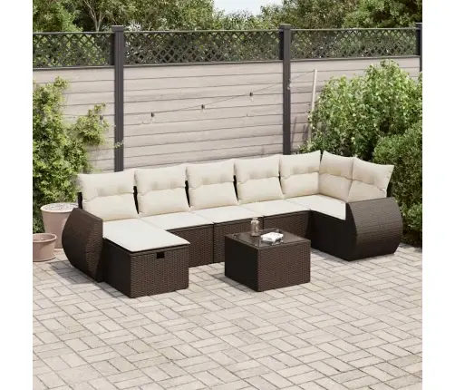 8-Daļīgs Dārza Dīvānu Komplekts, Matrači, Brūna Pe Rotangpalma Vidaxl