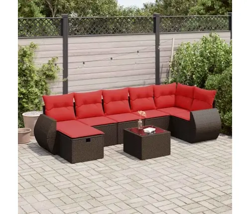 8-Daļīgs Dārza Dīvānu Komplekts, Matrači, Brūna Pe Rotangpalma Vidaxl