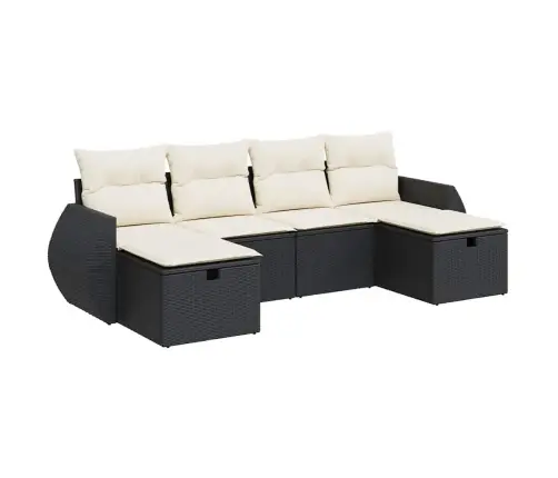 6-Daļīgs Dārza Dīvāna Komplekts, Matrači, Melna Pe Rotanpalma Vidaxl