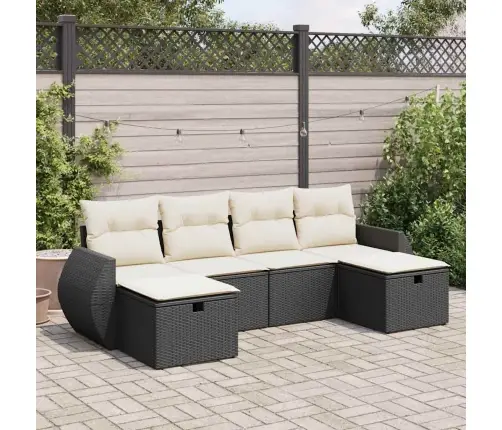 6-Daļīgs Dārza Dīvāna Komplekts, Matrači, Melna Pe Rotanpalma Vidaxl