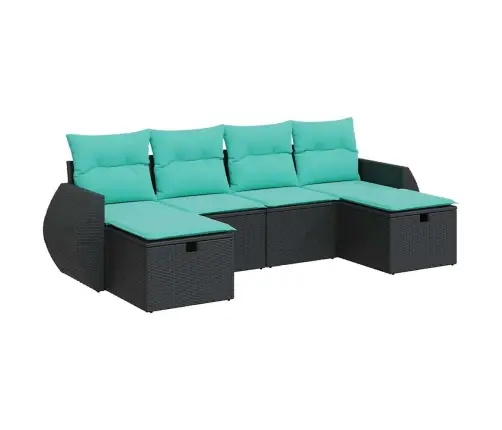 6-Daļīgs Dārza Dīvāna Komplekts, Matrači, Melna Pe Rotanpalma Vidaxl