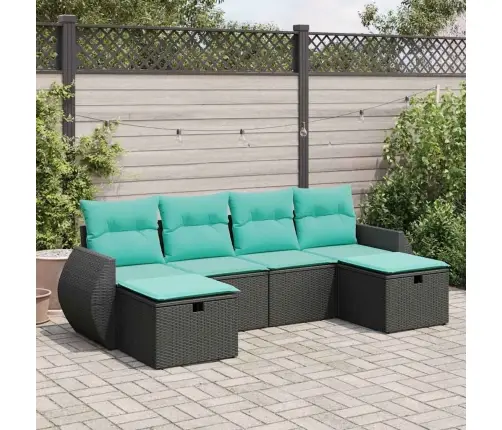 6-Daļīgs Dārza Dīvāna Komplekts, Matrači, Melna Pe Rotanpalma Vidaxl