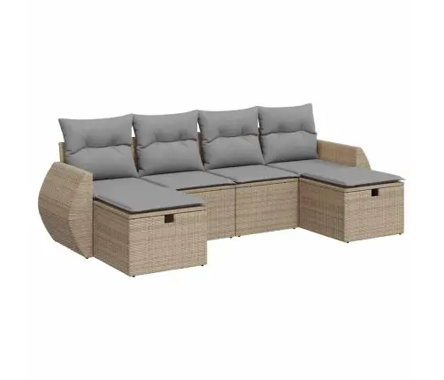 Sofos Komplektas Su Pagalvėlėmis, 6 Dalių, Smėlio, Poliratanas