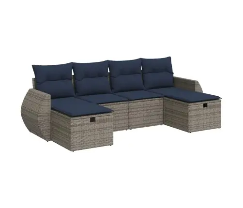 Sofos Komplektas Su Pagalvėlėmis, 6 Dalių, Pilkas, Poliratanas