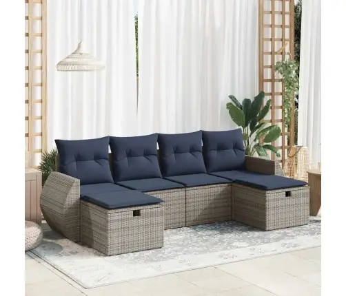 Sofos Komplektas Su Pagalvėlėmis, 6 Dalių, Pilkas, Poliratanas