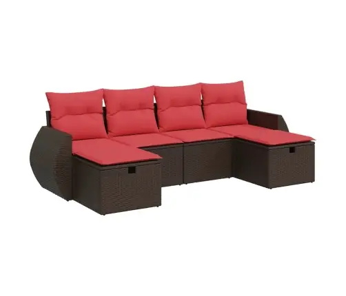 6-Daļīgs Dārza Dīvānu Komplekts, Matrači, Brūna Pe Rotangpalma Vidaxl