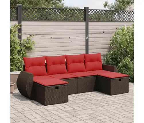 6-Daļīgs Dārza Dīvānu Komplekts, Matrači, Brūna Pe Rotangpalma Vidaxl