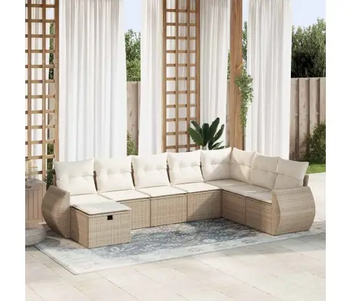 Sofos Komplektas Su Pagalvėlėmis, 8 Dalių, Smėlio, Poliratanas