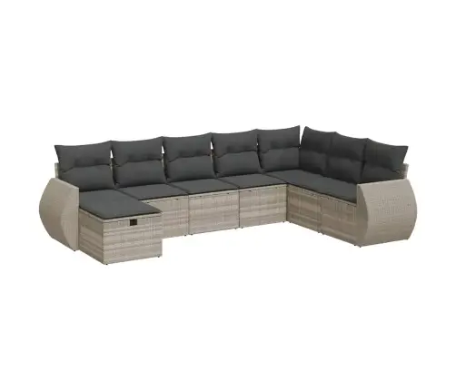 8-Daļīgs Dārza Dīvāna Komplekts,Matrači, Gaiši Pelēka Pe Pinums Vidaxl