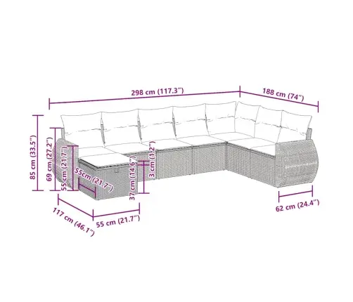 8-Daļīgs Dārza Dīvānu Komplekts, Matrači, Brūna Pe Rotangpalma Vidaxl