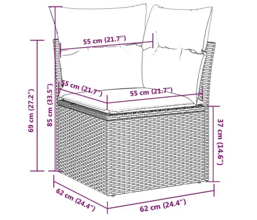 8-Osaline Aiadiivani Komplekt Patjadega, Pruun, Polürotang